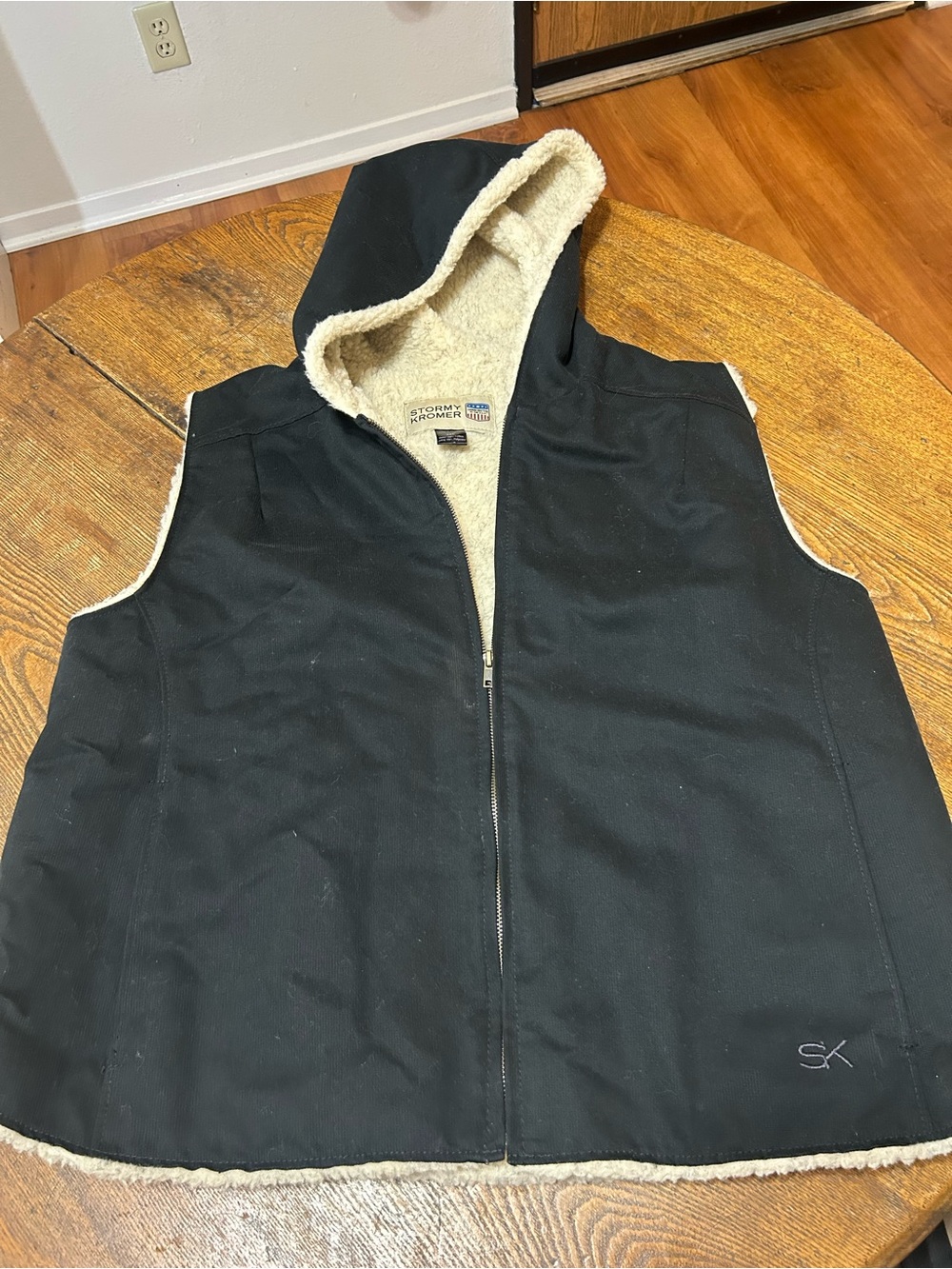 Sherpa-Lined Hooded Vest in Black by Stormy Kromer